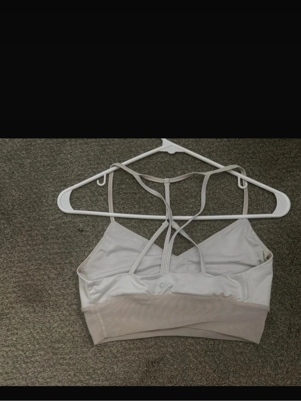 ALO Yoga Two-Tone Strappy Bralette in White & Beige